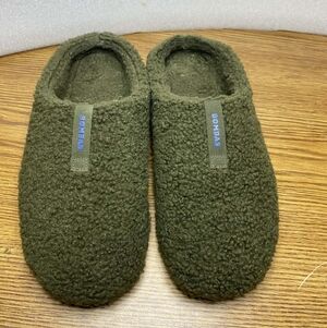 Bombas Sunday Slippers olive Green Sherpa Fleece Mule Slip On Mens Size 10M